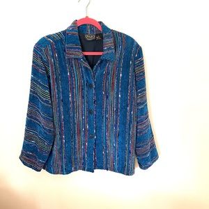Julia Kim Jacket soft ribbed multicolored fabric also with sparkly gold